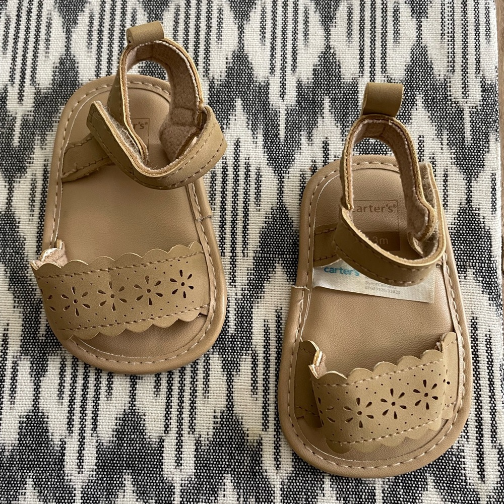 Carter's: Tan Sandals with Cutout Design (Newborn)